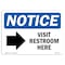 Signmission OSHA Sign, 18" H, Rigid Plastic, Visit Restroom Here (Right Arrow) Sign With Symbol, Landscape OS-NS-P-1824-L-18877 - alternate 1